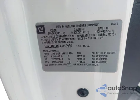 2010 GMC Acadia Sle z USA, uszkodzony, nr VIN 1GKLRLED6AJ110986